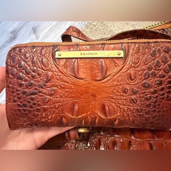 Brahmin Tan Crocodile Embossed Clutch - Picture 1 of 4